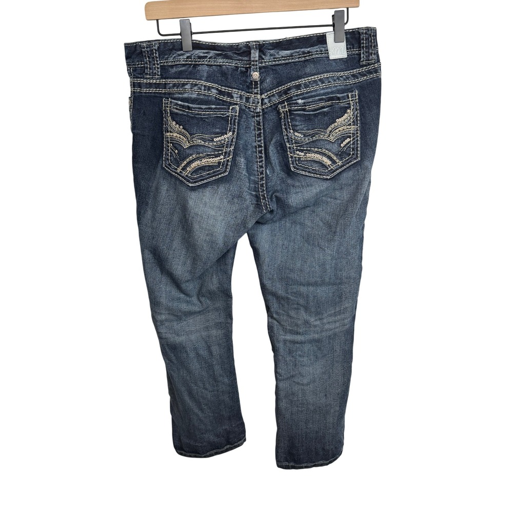Maurices Jeans Women Dark Wash Embellished Pocket Stitch Detail Denim Pants Y2K‎ - Picture 3 of 10